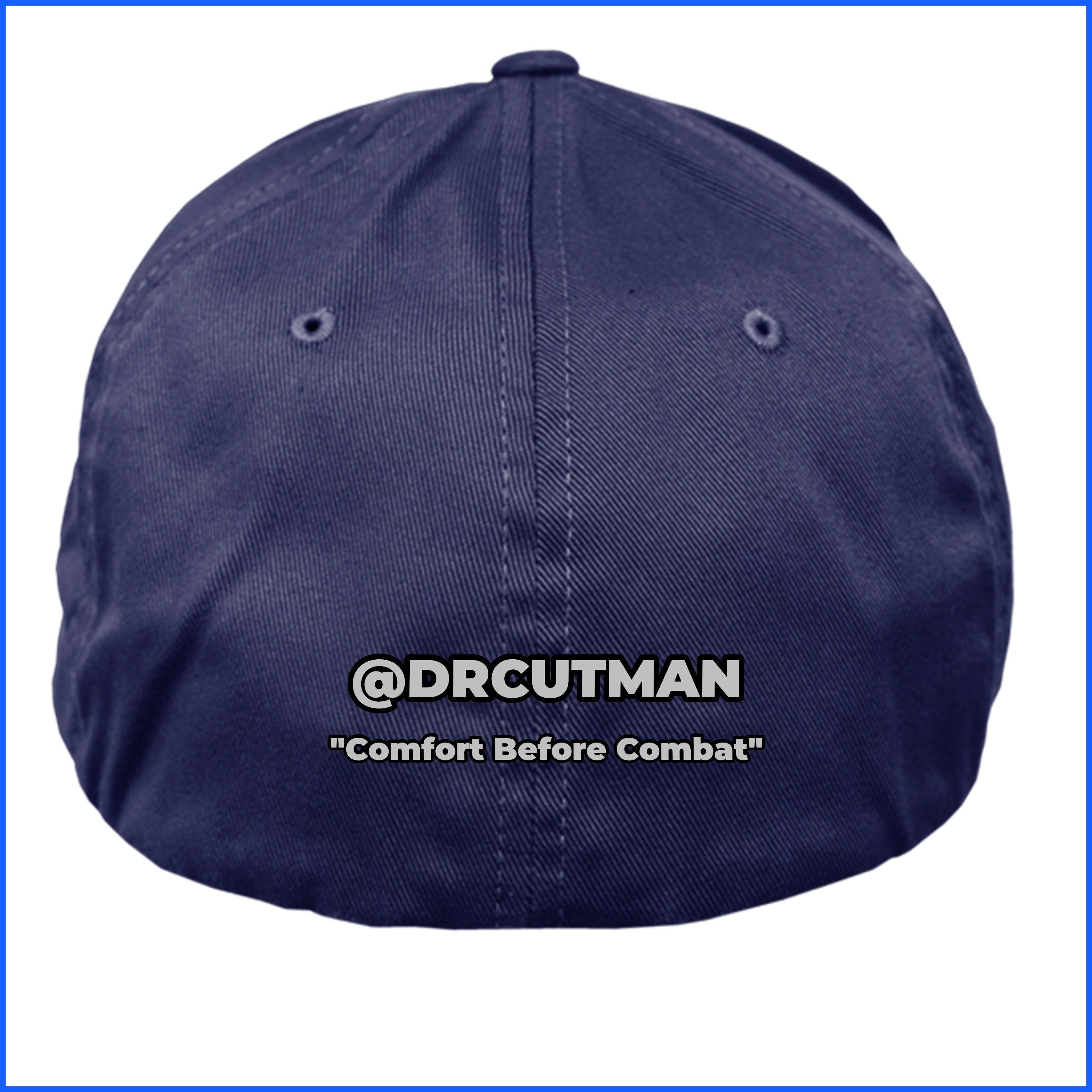 Navy hat back with blue border