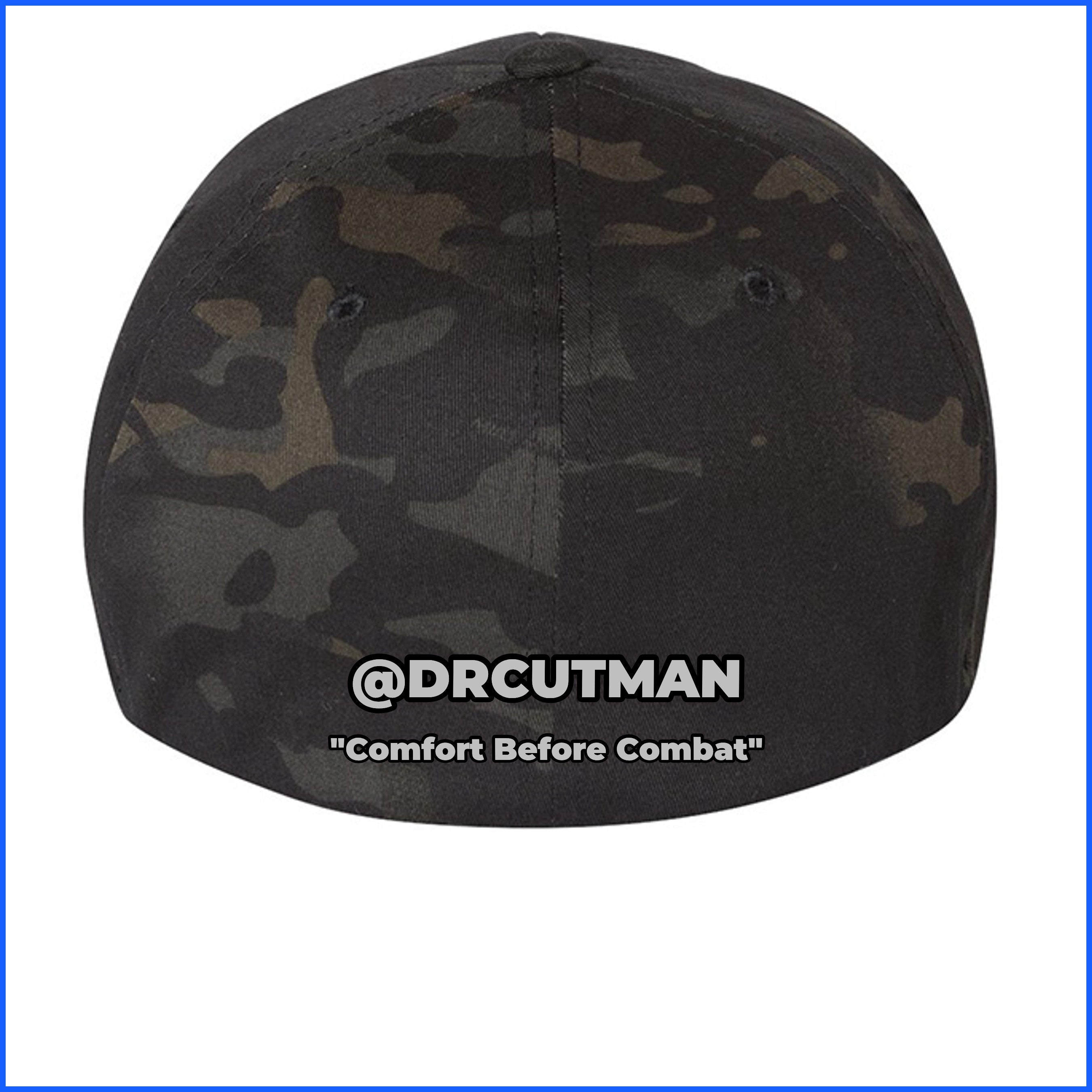 Camo hat back with blue border